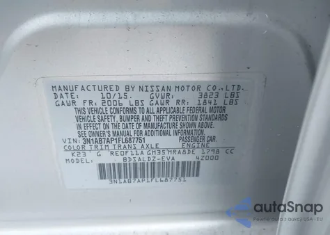 2015 Nissan Sentra Sv from USA, damaged, VIN 3N1AB7AP1FL687751
